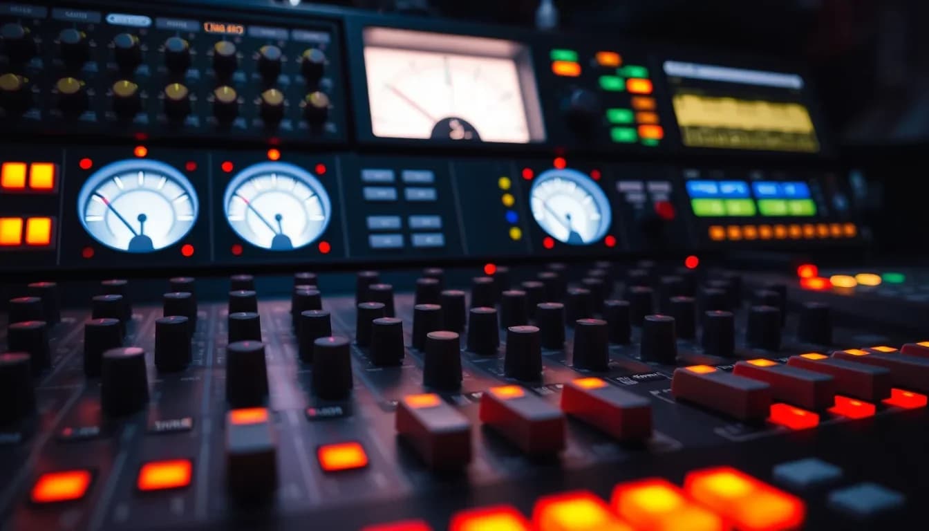 Console de mixage radio en détail