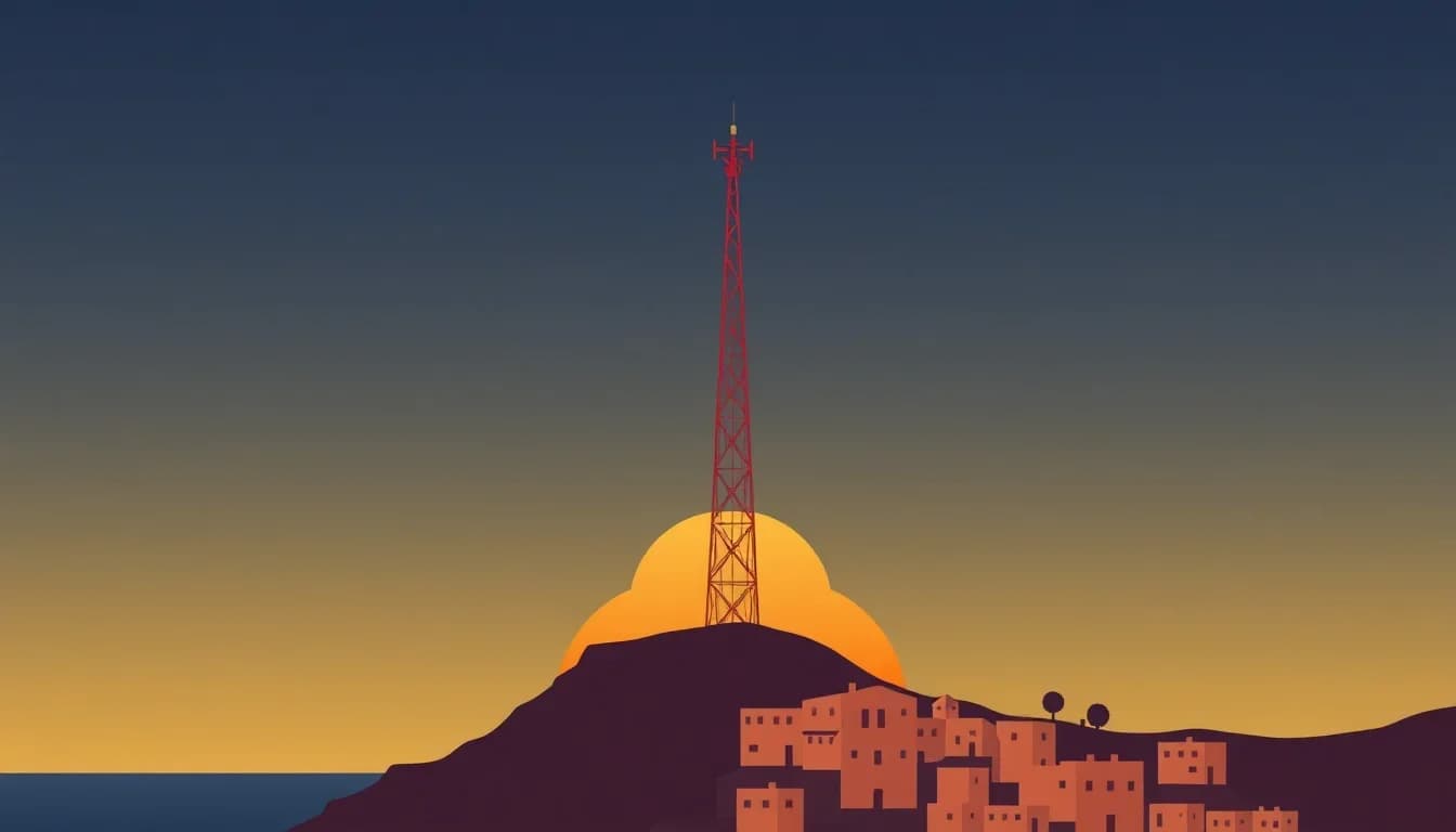 Ondes radio stylisées sur le littoral