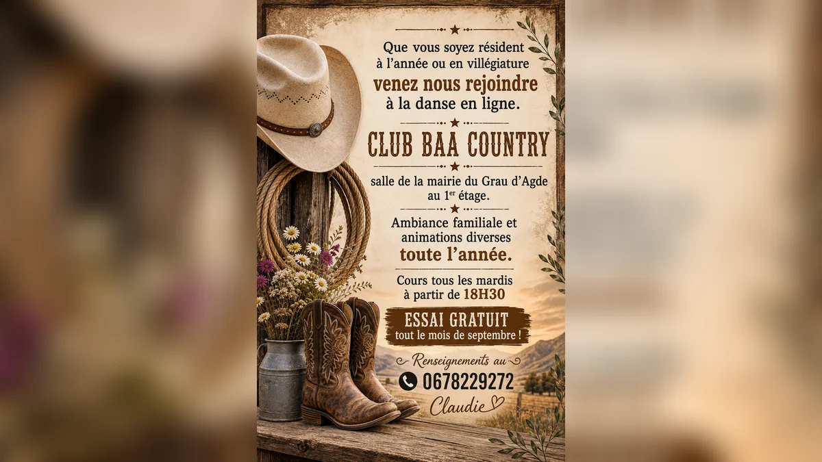 Animation Country — SALLE MAIRIE, Grau d'Agde