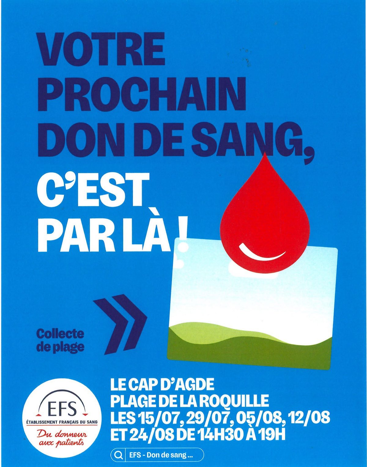 collecte de sang de plage — Cap d'Agde, Cap d'Agde, Agde