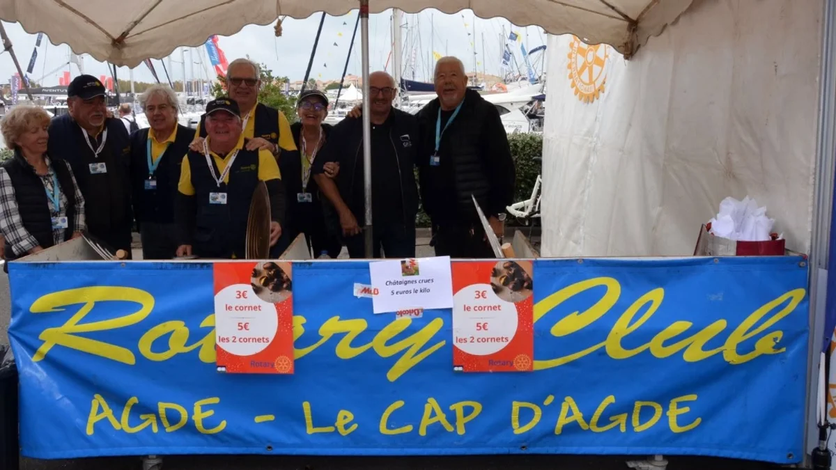 Cap d'Agde - Les marrons grillés du Rotary Club seront présent au Salon nautique au profit des Blouses Roses #capdagde